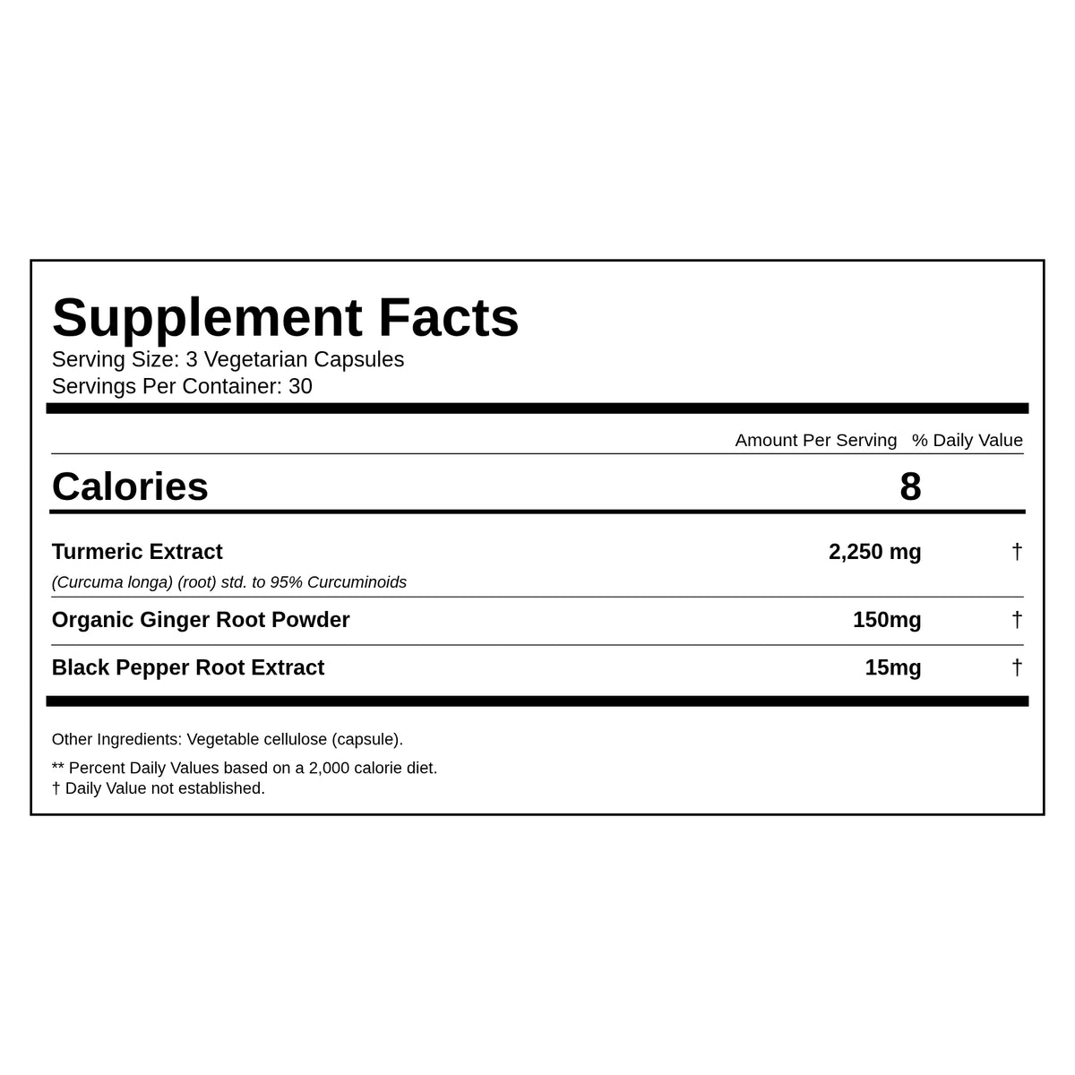 holleen Turmeric Curcumin 95 supplement facts