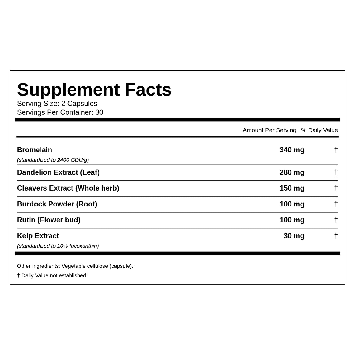 holleen 6-in-1 Lymphatic Complex supplement facts